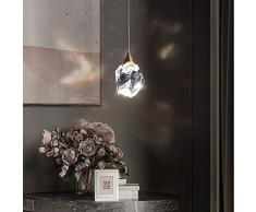 HSLJ1 Vintage Voll Kupfer Diamant-Form-Pendelleuchte American Retro Startseite Hängelampe mit Glaslampenschirm Wohnzimmer Sofa Dekoration Kleine Messinglüster Durable Indoor Pendelleuchte -Gold