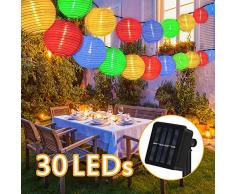 Nasharia Solar Lichterkette Lampions Außen 6 Meter 30 LED Laternen 2 Modi IP65 Wasserdicht Solar Beleuchtung Aussen für Garten, Hof, Hochzeit, Fest Deko (Mehrfarbig)