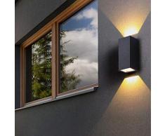 BQYY IP65 Wasserdichte Wandleuchte LED Außen Wandlampe 14W Warmweiß Moderne Gartenlampe Glas Lampenschirm Aluminium Schwarz/für Wohnbereiche Landhaus Terrasse Balkon 3000K