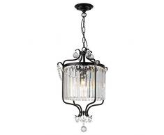 Kristall Perlen Kronleuchter Retro Industrial Pendelleuchte Kreativ Vintage E14 Hängelampe Landhausstil Metall Anhänger Licht Für Wohnzimmer Schlafzimmer Küche Esszimmer Gang Loft Ø35/42CM,BBlack