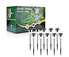Solarleuchte, AUSHEN 10 Stück IP65 wasserdichte energiesparende LED Solarlampe, weiß, Edelstahl, ideal für Terrasse, Rasen, Garten und Wege [2 Jahre Garantiezeit]