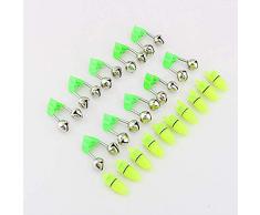 CHHD 10Pcs Angelalarm, Nachtfischerei Zubehör LED Lichtstange Spitze Fischring Biss Doppelglocken