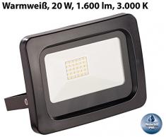 Luminea Wand Arbeitsscheinwerfer: Wetterfester Mini-LED-Fluter, 20 W, 1.600 lm, IP65, 3.000 K, warmweiß (Sehr Starke und Helle LED Lampen)