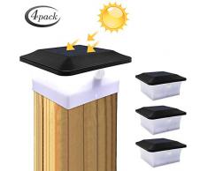 4 pcs Solar Pfostenkappen Leuchte, GEYUEYA Home 32LED Solar Zaunpfosten Lampe mit Bewegungssensor, IP65 Wasserdicht Solar Säulenlampe Landschaft Lampe für Zaunpfosten, Leitplanke, Deck(10cm*10cm)