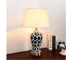 Retro Keramik Tischlampe, Schlafzimmer Nachttischlampe, Study Room Beleuchtung, Geeignet for Schlafzimmer, Wohnzimmer und andere Wohnbereiche (Farbe: blau) - Mit europäischen Steckern