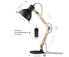 Tomons Leselampe im klassichen Holz-Design, Schreibtischlampe, Tischleuchte, verstellbare Schreibtischlampe, Lampe mit verstellbarem Arm, Augenfreundliche Leselampe, Arbeitsleuchte, Bürolampe, Nachttischlampe, Designer-Lampe