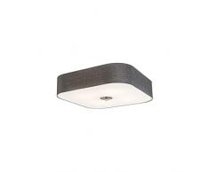 QAZQA Landhaus/Vintage/Rustikal/Modern Deckenleuchte/Deckenlampe/Lampe/Leuchte quadratisch grau 50 cm - Drum mit Schirm deluxe Jute/ 4-flammig/Innenbeleuchtung/Wohnzimmerlampe/Schlafz
