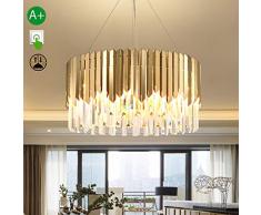 Kristall Pendelleuchte Esszimmer Kronleuchter Rund Modern Design Lampe Pendellampe Kristallleuchte Hängeleuchte K9 kristallen Esstischlampe Wohnzimmer Küchen Hängelampe, E14×6 flammig Golden, Ø50cm