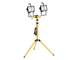 as - Schwabe Halogenstrahler - Doppelte Halogenlampe mit Stativ - 2 x 400 W – Halogen-Fluter geeignet als Baustrahler / Arbeitsleuchte – Energieklasse C - Stehlampe Inklusive Leuchtmittel I 46795