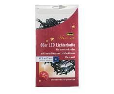 Idena 30438 - LED Lichterkette mit 80 LED in warm weià und 8 Lichtfunktionen, mit 6 Stunden Timer Funktion, Batterie betrieben, für Partys, Weihnachten, Deko, Hochzeit, als Stimmungslicht, ca. 6,5 m