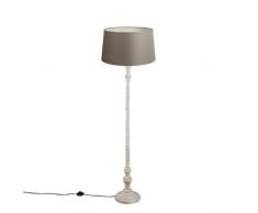 QAZQA Klassisch/Antik/Landhaus/Vintage/Rustikal Stehleuchte/Stehlampe/Standleuchte/Lampe/Leuchte Classico mit taupe Leinenschirm 45cm / Innenbeleuchtung/Wohnzimmerlampe/Schlafzimmer