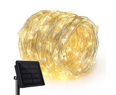 Rophie Solar Lichterkette 200 LED Leuchte 22 Meter solarbetriebene Kupferkabel Wasserdichte Lichterketten Innen Außen Deko Lichter für Weihnachten Partys Garten Hochzeiten Aussen Dekoration, Warmweiß