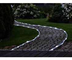 Kamaca LED SOLAR Lichterschlauch Lichter Schlauch Garten mit 50 warm weiße LEDs Gesamtlänge 7 Meter 2 Leuchtfunktionen (LED Solar Lichterschlauch mit 50 LED)
