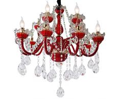 LeMeiZhiJia 10+5 flammig Kronleuchter rot vintage modern Lüster deckenleuchte Pendelleuchte Kristall-Wohnzimmer,Esszimmer,Schlafzimmer (10+5 flammig)