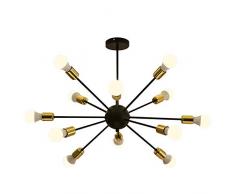 Dellemade Sputnik Kronleuchter 12-Licht Vintage Pendelleuchte für Esszimmer, Wohnzimmer, Küche, Büro, Café, Restaurant, Schwarz