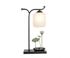 Zhihao Schreibtisch-Lampen der neuen chinesischen Stil Lotus Nacht Zähler Lampe einfache Moderne Schlafzimmerstudie Wohnzimmerdekoration Tischlampe Schmiedeeisen Tischlampe