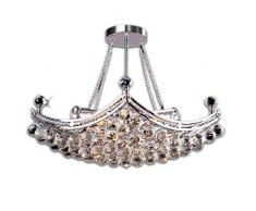 Modern Stil Kristallleuchter K9 Kristall Pendelleuchte Kron leuchter aus Chrom Kreative Kristall Pendelampe Elegantes Deckenleuchte Dekoration Beleuchtung Wohnzimmer Schlafzimmer leuchtung 6*E14