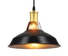 Lightsjoy Deckenleuchte vintage industrie Pendelleuchte Metall Schwarz H?ngelampe Retro Lampenschirm Anh?nger H?ngeleuchte E27 Pendellampe Eisen Kronleuchter ¦µ30cm f¨¹r Esszimmer Wohnzimmer