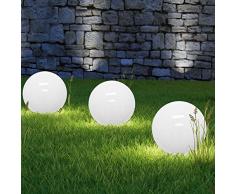 3 x LED-Solar-Garten-Kugel-Leuchte-Lampe MARLA mit Erdspieß, D: 20cm, Boden-Balkon-Terrassen-Rasen-Blumenbeet-Treppen-Pool-Eingangs-Leuchte-Lampe