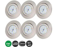 LED Einbaustrahler 230V Ultra Flach 5W 6er Set Schwenkbar LED Spot Warmweiß Spots LED Set - Deckenspots LED - LED Einbauleuchten LED Deckenstrahle - IP23 400lm 3000K