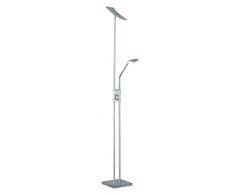 Reality Leuchten LED Stehleuchte, EEK A+, Fluterkopf schwenk und drehbar, 15/3 W, 1200/240 lm, 3000 K, Fluterkopf stufenlos dimmbar, Höhe: 180 cm, nickel matt R42562107