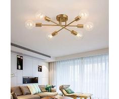 Sunny Lingt 6 Licht Sputnik Messinglüster halb Erröten-Einfassung Deckenleuchte, moderne hängende Beleuchtung Industrie Vintage-Deckenleuchten-Befestigung, Mid Century dekorative Innenhängelampe