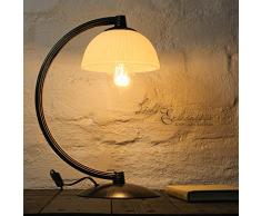 Tischleuchte rustikal/braun/creme / 1x E27 bis 60 Watt 230V / Tischlampe mit Schalter/Lampe Shabby Chic/Landhaus Leuchte/Beleuchtung Wohnzimmer Nachttischlampen Schlafzimmer