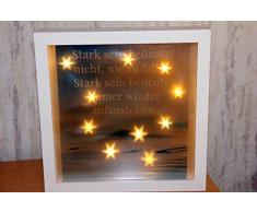 miniaturentraum Leuchtbild LED - eine super Geschenkidee mit dem Spruch:Stark Sein. EIN Bilderrahmen der auch ohne Beleuchtung am Tag als Hingucker dient. 23x23cm. Unikat