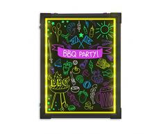 Hosim LED Schreibtafel, 30cm x 40cm beleuchtetes Löschbares Neon-Effekt-Restaurant-Menü-Schild mit 8 Farben Marker, 7 Farben blinkende Mode DIY Tafeln für Küche Hochzeit