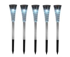 5er Set RGB LED Solar Steck Leuchten Garten Edelstahl Außen Lampen Farbwechsler Globo 33079-5