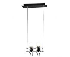 Pendelleuchte Azanaz LED Pendellampe E27 Eisen Kleine Menschen Cartoon Design Hängeleuchte Kronleuchter geeignet für Kinderzimmer,Wohzimmer, Treppe, Schlafzimmer, Deckenleuchte Hängelampe，Schwarz
