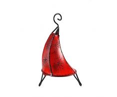 Orientalische Lampe Stehlampe marokkanische Hennalampe Lederlampe Tischleuchte Stehleuchte Orient Tissir Sonne 40 cm Color Rot