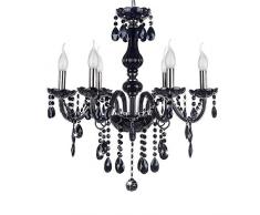LeMeiZhiJia Kristall Kronleuchter Vintage Lüster Deckenleuchte Pendelleuchte Schwarz für Wohnzimmer Esszimmer Schlafzimmer (6 Flammig)