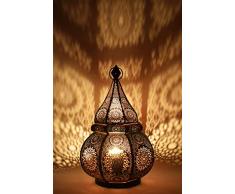 Orientalische kleine Tischlampe Lampe Malhan 38cm Schwarz E27 | Marokkanische Tischlampen klein aus Metall, Lampenschirm Schwarz | Nachttischlampe modern, für Vintage, Retro & Landhaus Stil Design