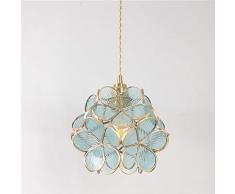 Wanxping Kreative Messinglüster handgefertigten Glas Flower Petal Kronleuchter Warm Schlafzimmer Nacht Kinderzimmer Kronleuchter Wanxping (Color : Green)