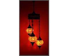 Handgefertigte Orientalische Mosaiklampe Mosaik Glas Hänge Lampe Innenleuchte Pendelleuchte Deckenleuchte Aussenleuchte Handarbeit Hängeleuchte Hängelampe Größe 2 / ORANGE/Samarkand-Lights