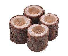 rdexp 7 x 7 x 7 cm Kiefer Natur Holz Ast Kerzenhalter handgefertigt Leuchter für Home Dekoration Set von 4