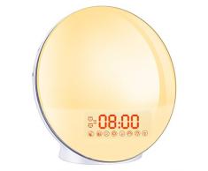 Wake Up Licht Lichtwecker - Cadrim Radiowecker Sonnenaufgang Sonnenuntergang mit Dual Wecker, 7 natürlichen Sounds & FM Radio & Snooze Funktion für Erwachsene & Kinder