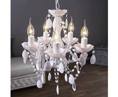 Retro Designer ACRYL KRONLEUCHTER Pomp 5-armig Ø 37cm Pendellampe Hängelampe Barock Lüster | Farbe: weiß