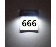 OURhome LED Beleuchtete Solar, Solarhausnummer Edelstahl Hausnummer Solarleuchte Leuchte Außenwandleuchte