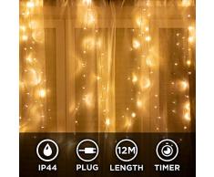 100er LED Lichterkette für innen und außen - 12 Meter | Mit Netzstecker NICHT batterie-betrieben | 100 LEDs warm-weiß | Kein lästiges austauschen der Batterien | von CozyHome