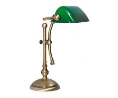 Tischleuchte Bronze Hell Jugendstil E14 bis 60W Glas Grün Echt-Messing Handarbeit Premiumqualität Schreibtischlampe