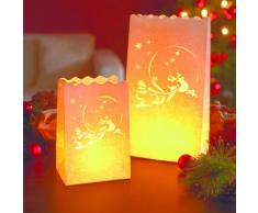 Wenko 8557100 Lichtertüte Luminaria Santa Claus, 8-er Set, Deko Papierhüllen für Teelichte, Papier, 15 x 26 x 9 cm / 11 x 16 x 9 cm, weiß