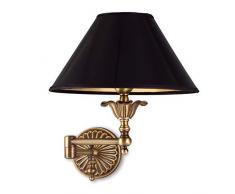 Helios Leuchten 303795 klassische nostalgische Jugendstil Wandleuchte Leuchte schwenkbar | Wandlampe Lampe Messing antik | Lampenschirm Stoff | Messinglampe 1xE14