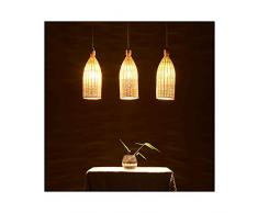 SUNLIJINYI Hand Gesponnene Kronleuchter, Kreative Kombination Pendelleuchte, Restaurant Bar Kronleuchter, Einfache Und Moderne DREI-Geflecht Bambus Hängelampe