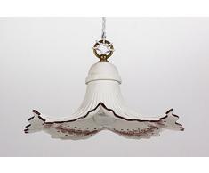 Keramik Pendelleuchte weiß - braun beige Pendellampe Landhausstil Helios Leuchten