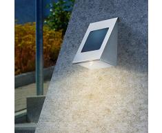 Solar Wandleuchte aus Metall - Lichtfarbe warmweiß 3000K + kaltweiß 6500K umschaltbar - 0,2 Watt Solarmodul für beste Aufladung - Solarstrahler Solarlampe Wandstrahler, esotec 102116