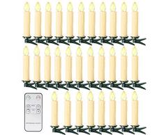 10/20/ 30/40 er Weinachten LED Kerzen Lichterkette Kerzen Weihnachtskerzen Weihnachtsbaum Kerzen mit Fernbedienung Kabellos (Beige, 30er)