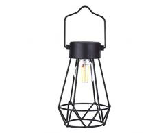Solar-Außenleuchte Solar Lampe Eisennetz Garten Vintage Tisch Wolfram Lampe hängende Laterne rostfreier Hof dekorative Camping Outdoor geometrische Filament Wasserdichte helle Gartenraseneinfahrt
