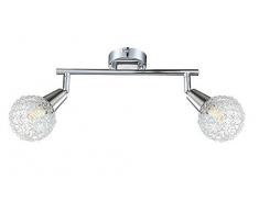 LED Deckenstrahler 2 flammig Deckenleuchte Schlafzimmer Lampe Kugeln Alu Geflecht (Deckenlicht, Deckenlampe, Wohnzimmer Leuchte, Flur, Strahler, 30 x 9 cm, Leuchtmittel 2 x 3 Watt, warmweiß, EEK A++)